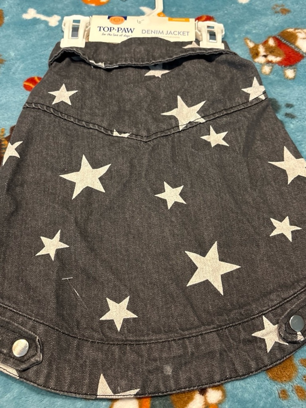 Top Paw Black Denim Skirt with White Star Print pet medium